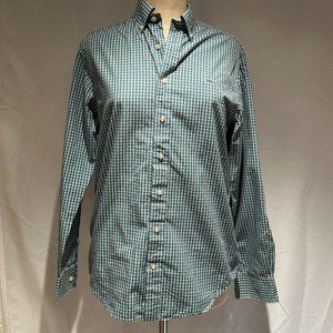 Green and Blue Vineyard Vines Slim Fit Whale Shirt Size S